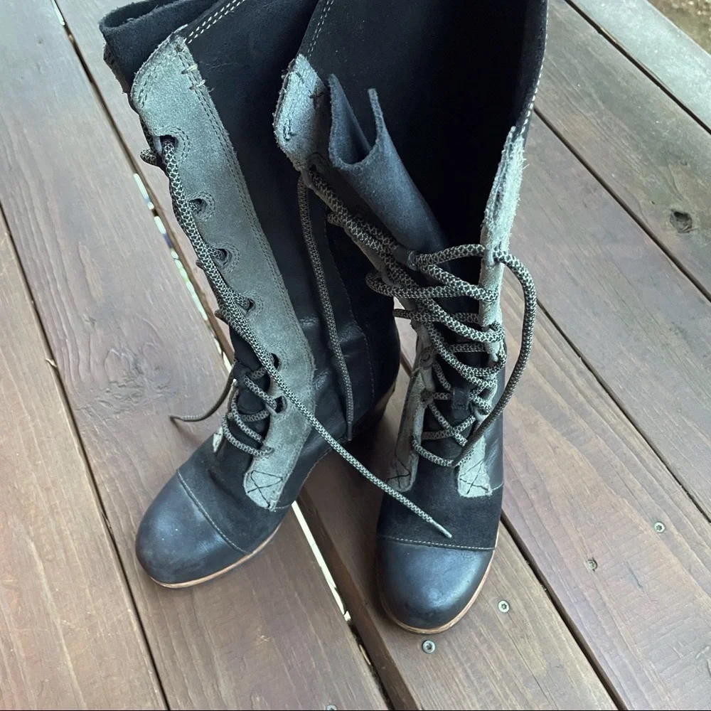 Sorel Cate the Great Tall Wedge Boots - Charcoal/Black - Picture 3 of 6